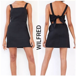 Women's Aritzia Wilfred Black Mini Dress with Tie Back Size 4 LBD chic classic